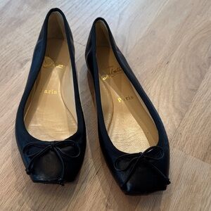 Christian Louboutin Black Flats with Bow Detail